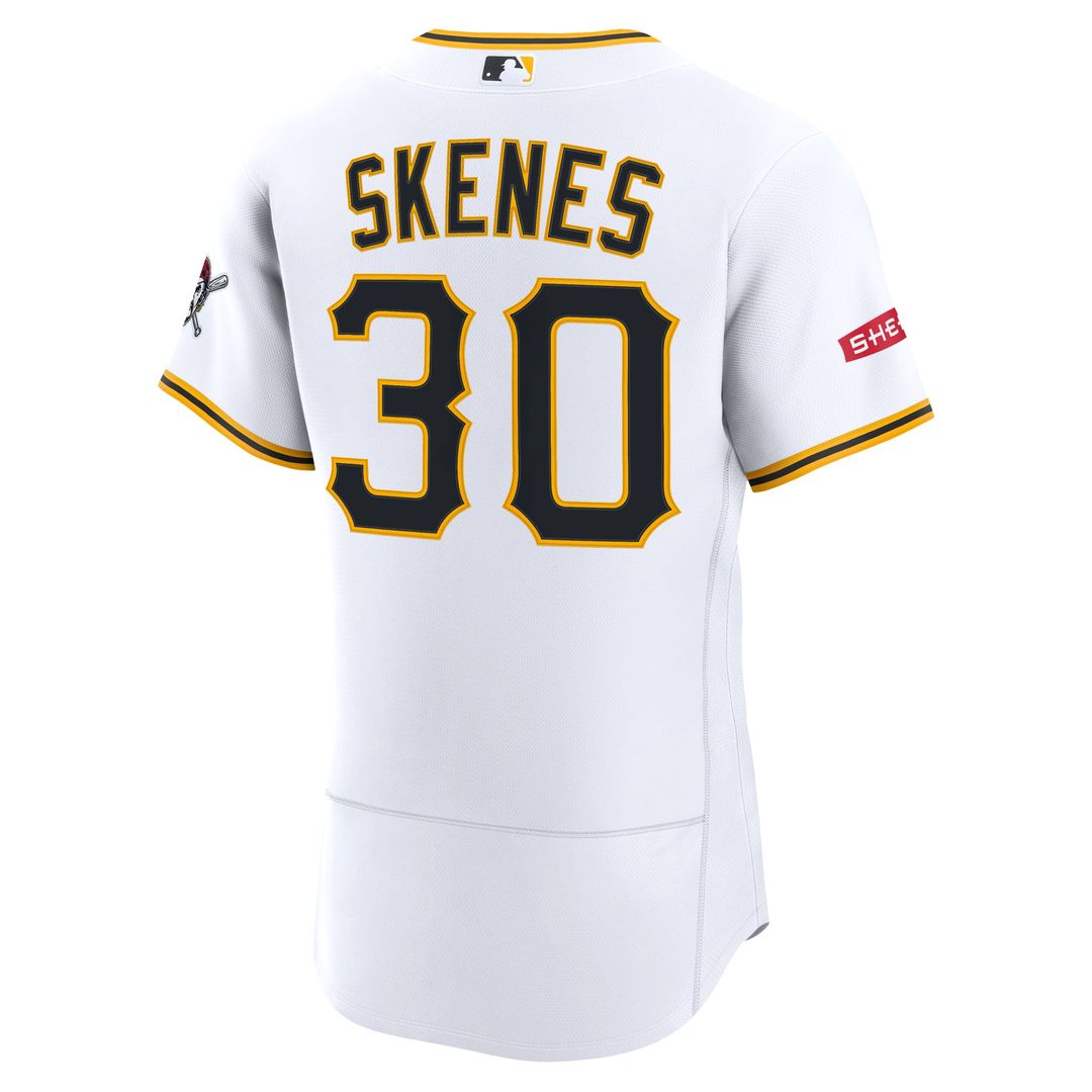 Pittsburgh Pirates Paul Skenes Home Authentic Sponsor Patch Jersey | White