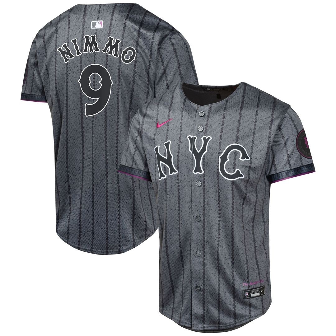New York Mets Brandon Nimmo Youth 2024 City Connect Limited Jersey | Graphite