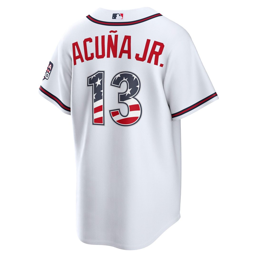 Atlanta Braves Ronald Acuña Jr. USA 250 Fourth of July Home Stadium Jersey | White