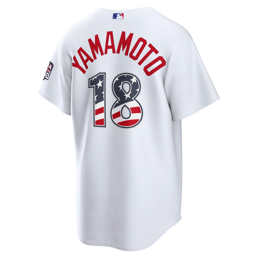 Los Angeles Dodgers Yoshinobu Yamamoto USA 250 Fourth of July Home Stadium Jersey | White