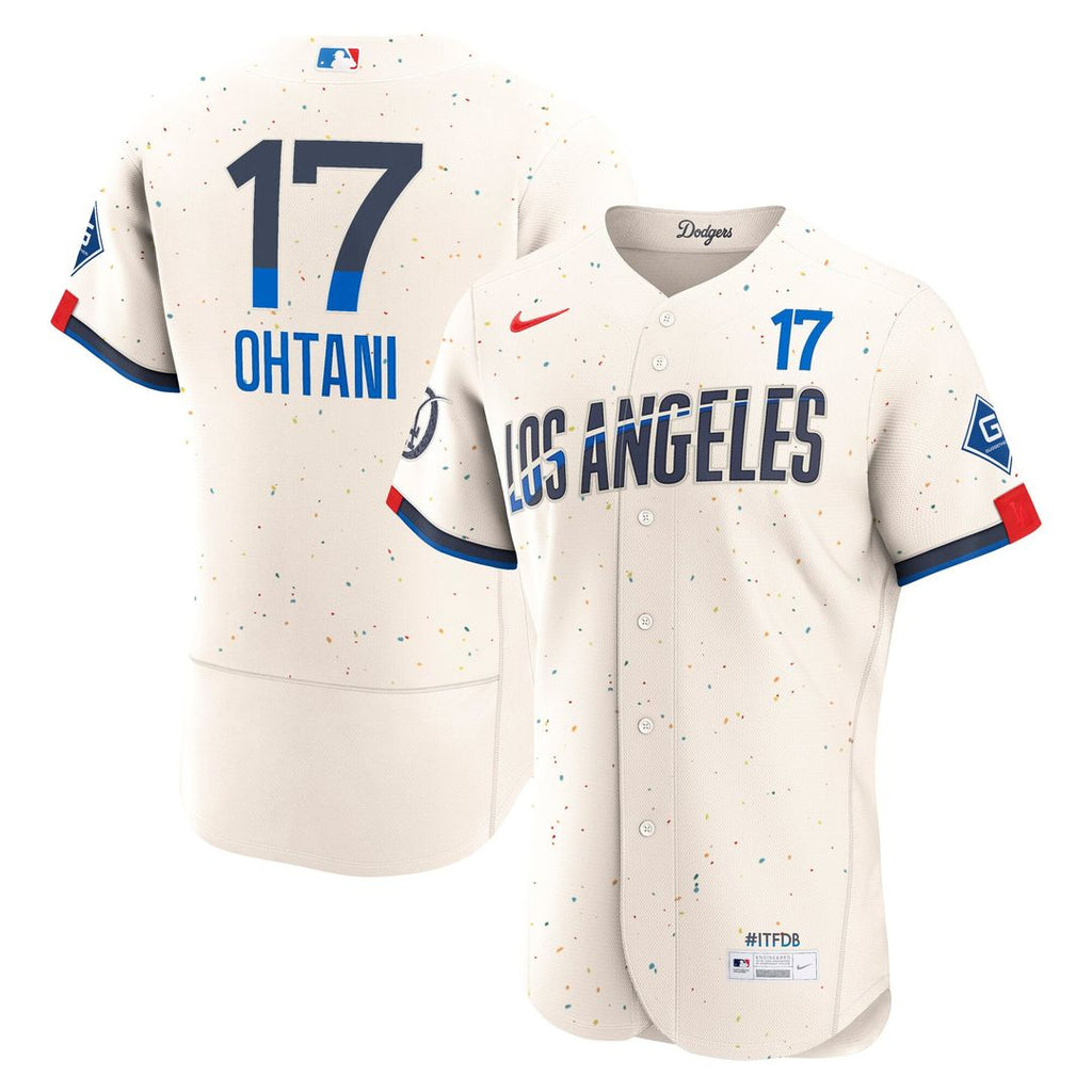 Los Angeles Dodgers Shohei Ohtani City Connect Authentic Sponsor Patch Jersey | Cream