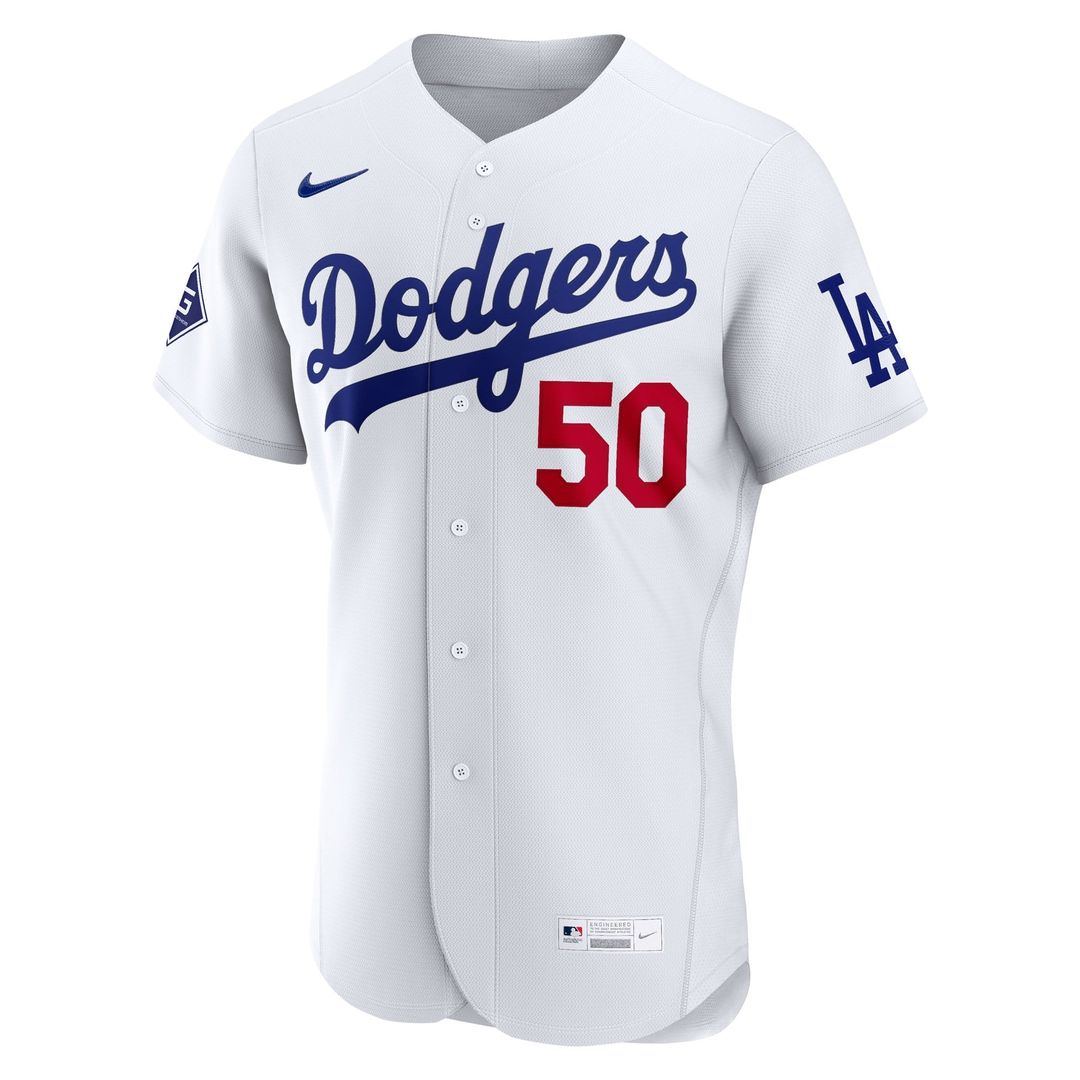 Los Angeles Dodgers Mookie Betts Home Authentic Sponsor Patch Jersey | White