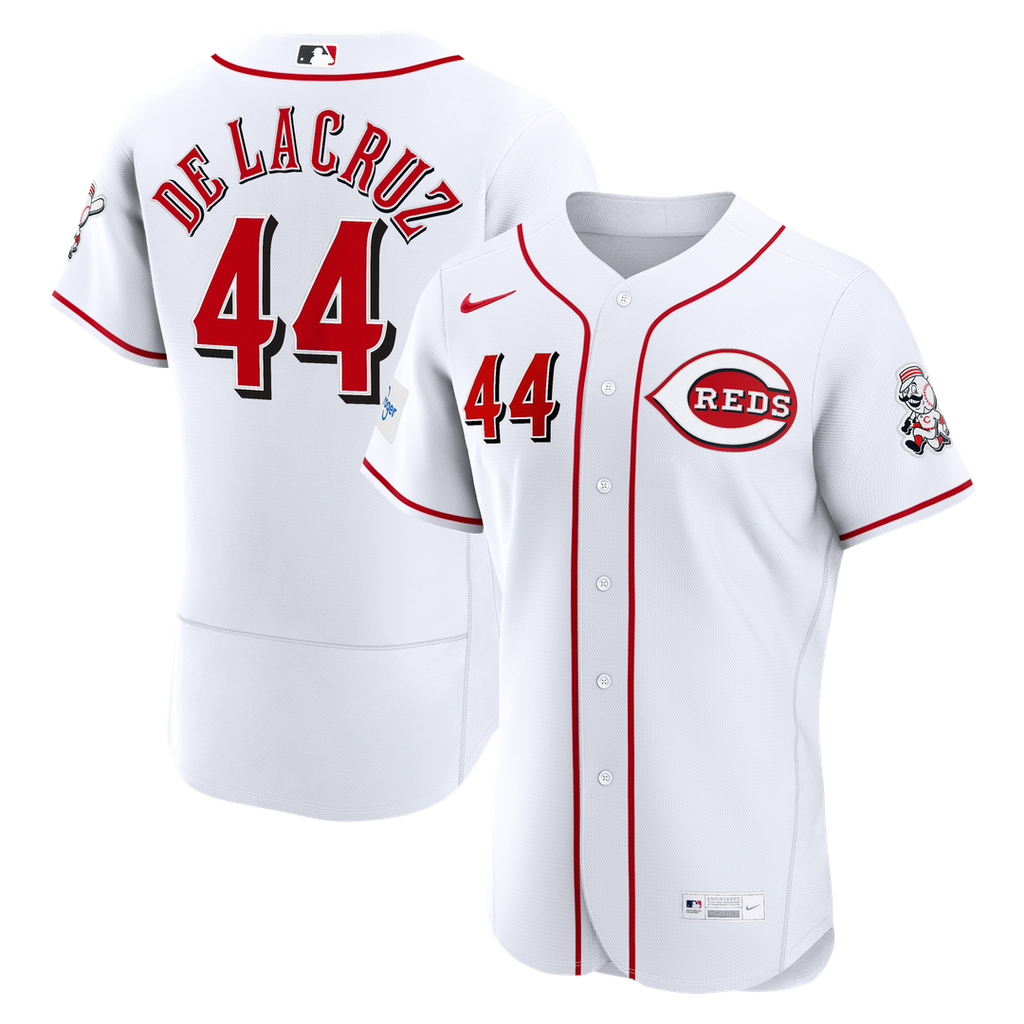 Cincinnati Reds Elly De La Cruz Home Authentic Sponsor Patch Jersey | White