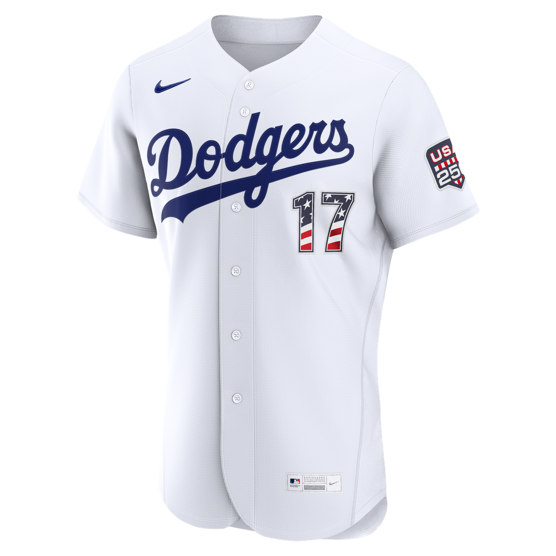 Los Angeles Dodgers Shohei Ohtani USA 250 Fourth of July Home Authentic Jersey | White