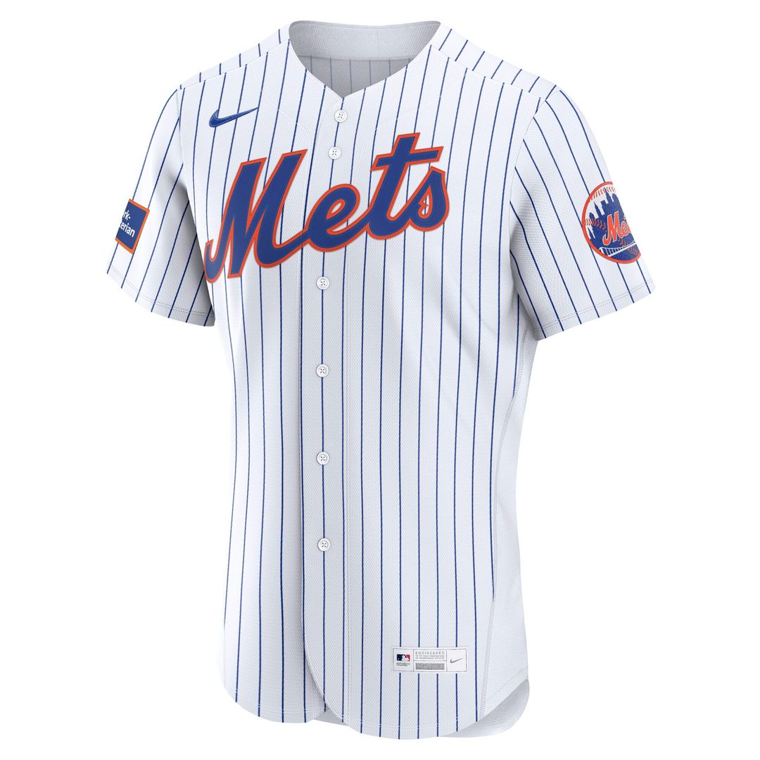New York Mets Home Sponsor Patch Authentic Jersey | White