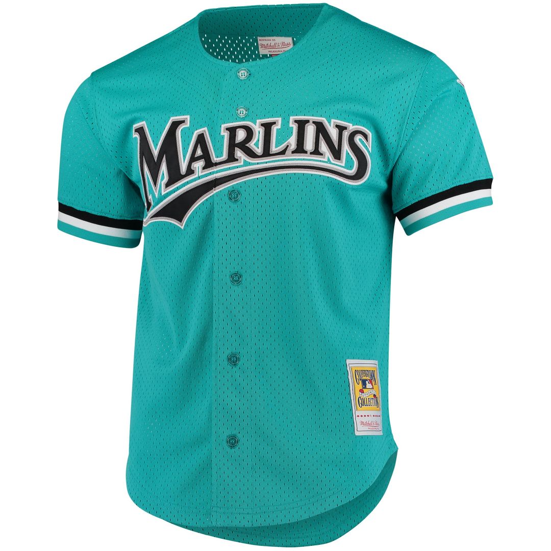 Andre Dawson Florida Marlins Cooperstown Mesh Batting Practice Button-Up Jersey | Teal