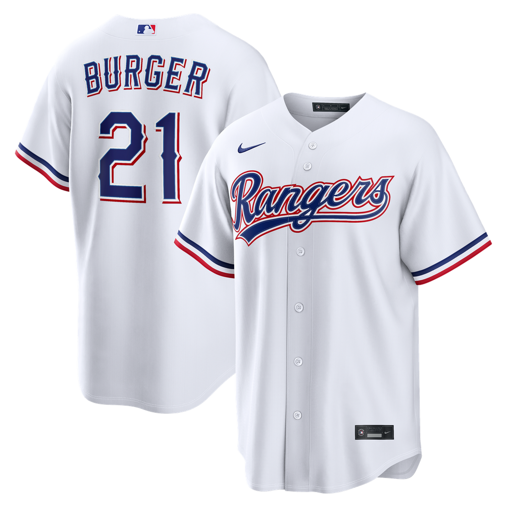 Texas Rangers Jake Burger Home Replica Jersey | White
