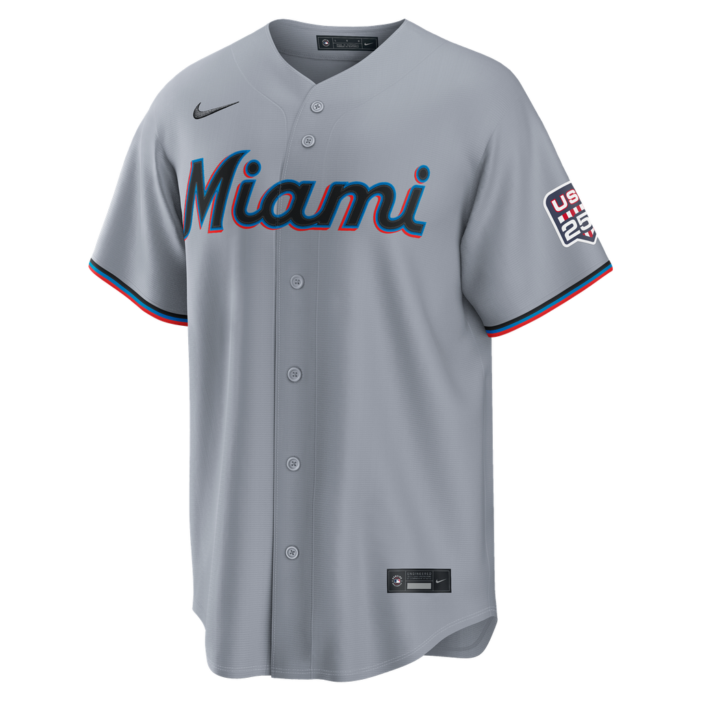 Miami Marlins Kyle Stowers USA 250 Fourth of July Road Stadium Jersey | Gray
