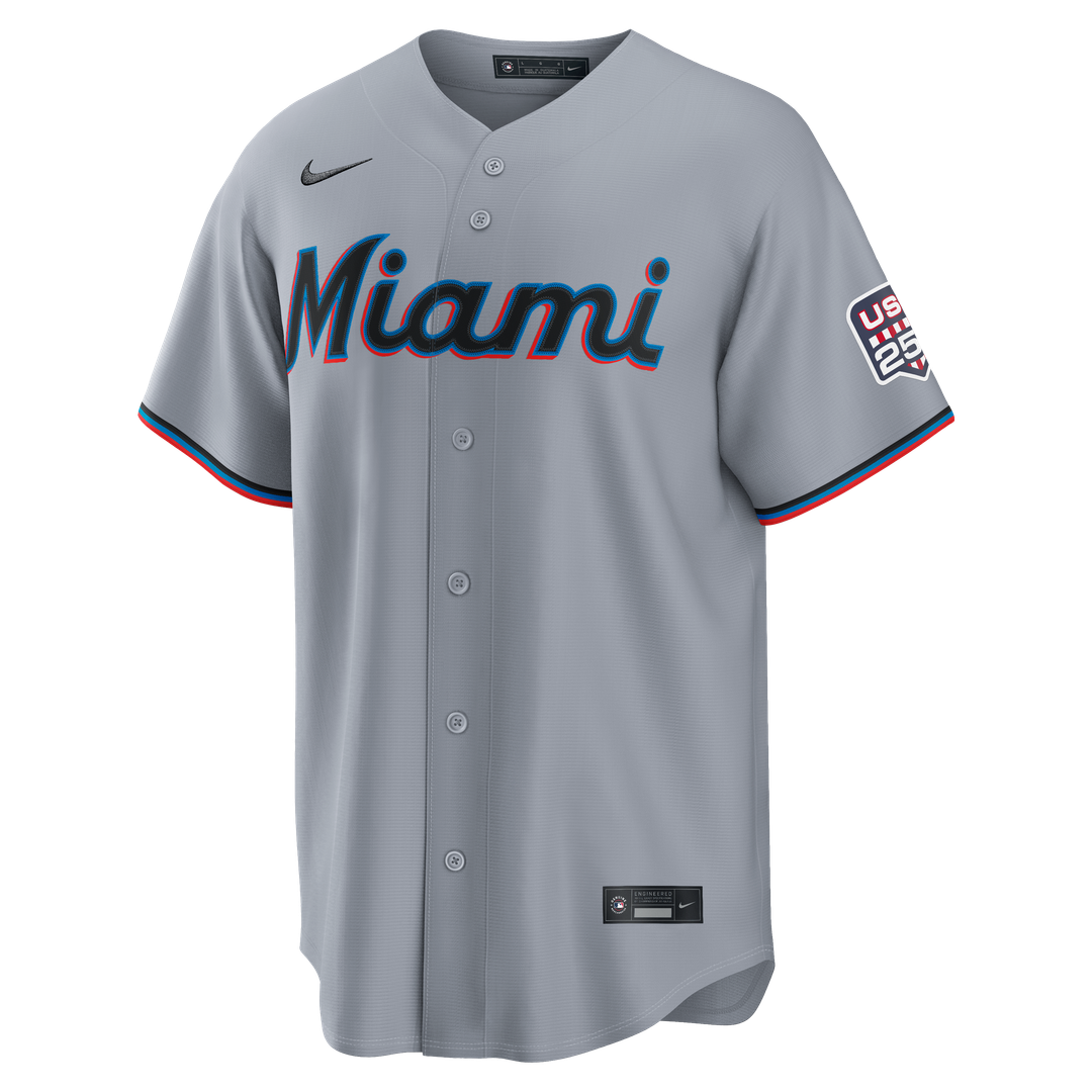 Miami Marlins Kyle Stowers USA 250 Fourth of July Road Stadium Jersey | Gray