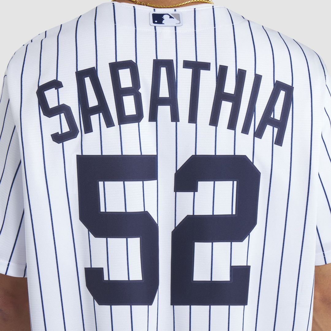 New York Yankees CC Sabathia 2025 Baseball Hall of Fame Name & Number Retired Replica Jersey | White