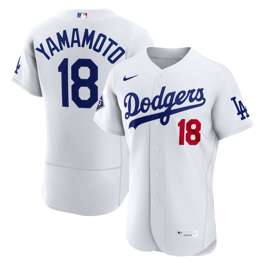 Los Angeles Dodgers Yoshinobu Yamamoto Home Authentic Sponsor Patch Jersey | White