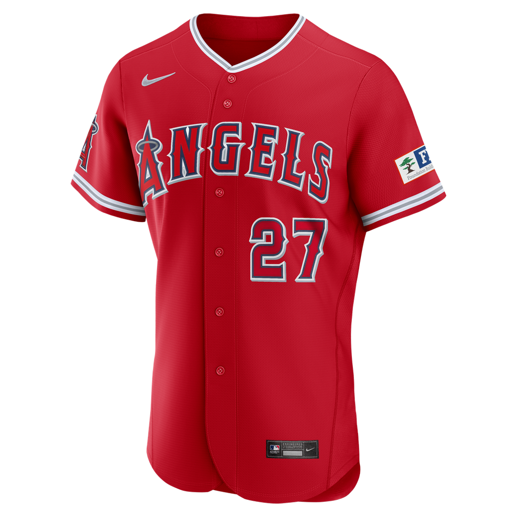 Los Angeles Angels Mike Trout Alternate Authentic Sponsor Patch Jersey | Red