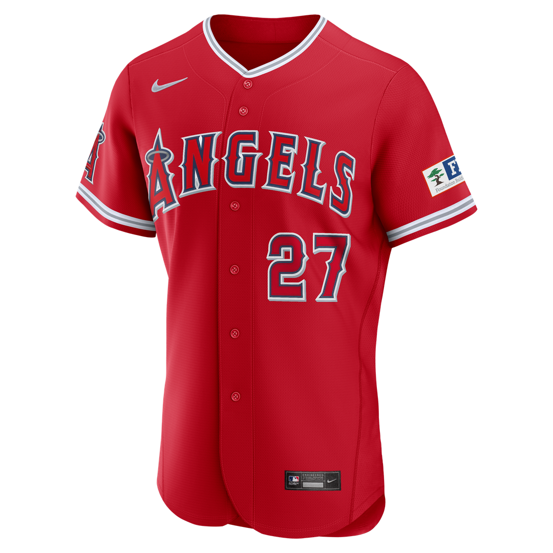 Los Angeles Angels Mike Trout Alternate Authentic Sponsor Patch Jersey | Red
