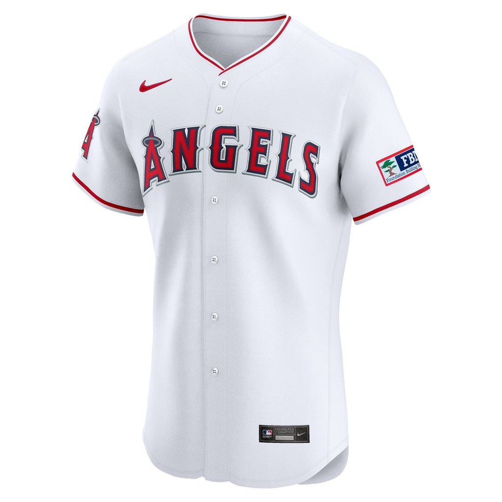 Los Angeles Angels Home Elite Patch Jersey | White