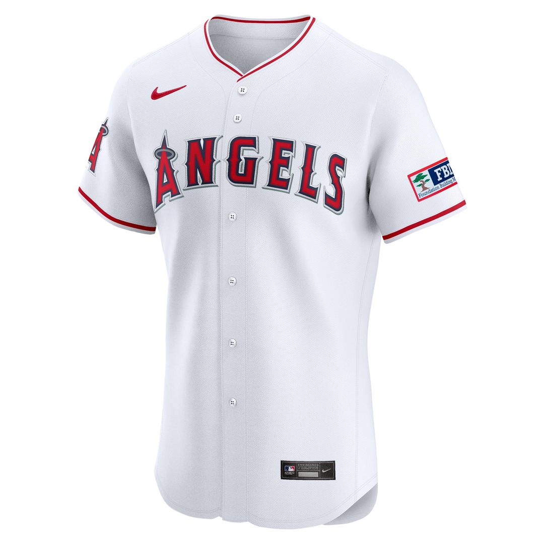 Los Angeles Angels Home Elite Patch Jersey | White