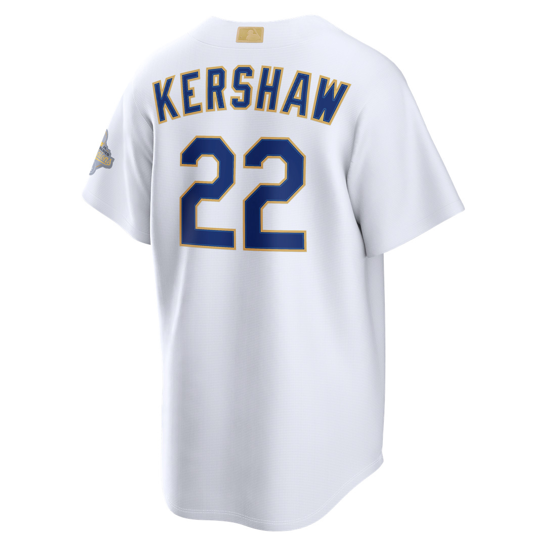 Los Angeles Dodgers Clayton Kershaw 2026 Gold Collection Stadium Jersey | White