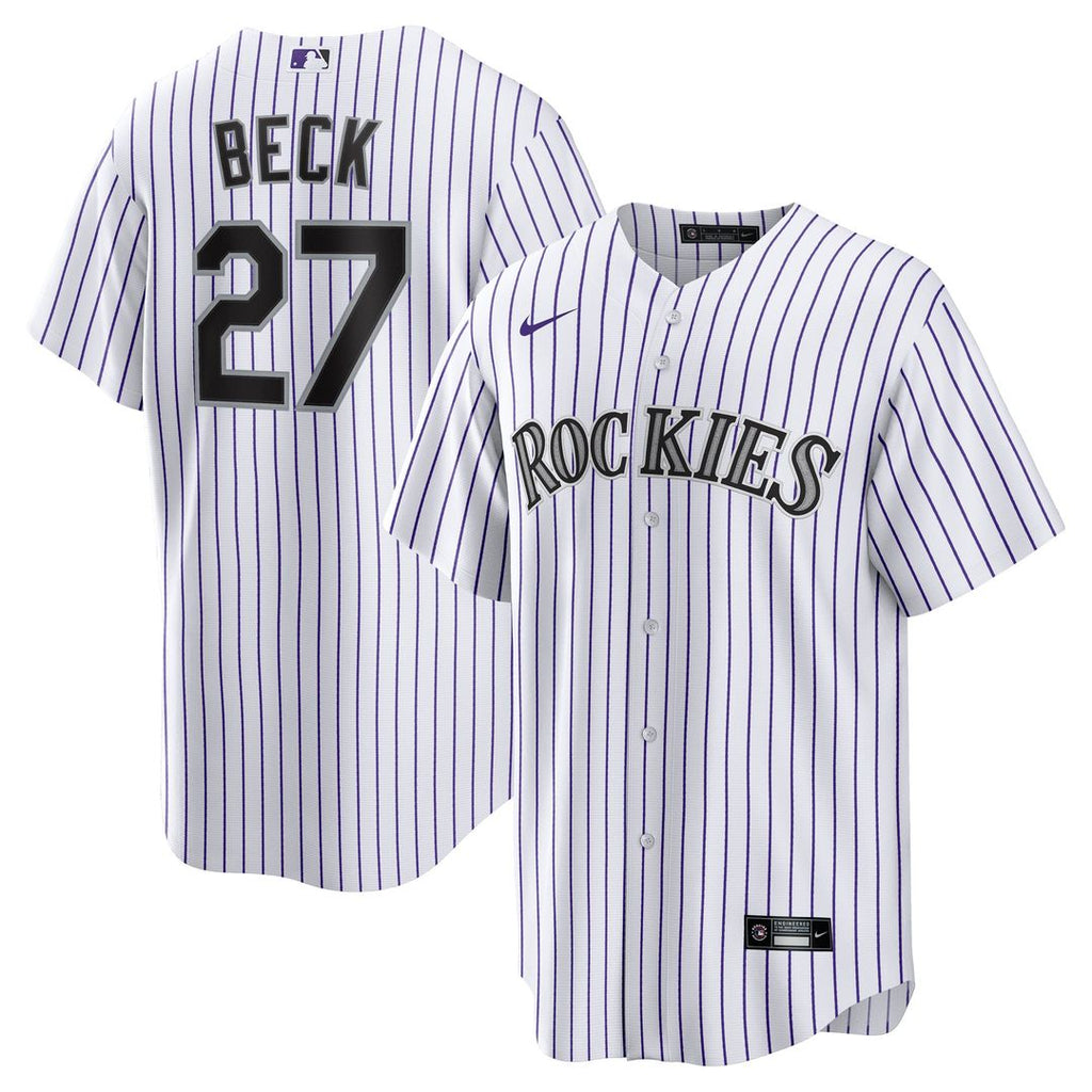 Colorado Rockies Jordan Beck Home Replica Jersey | White