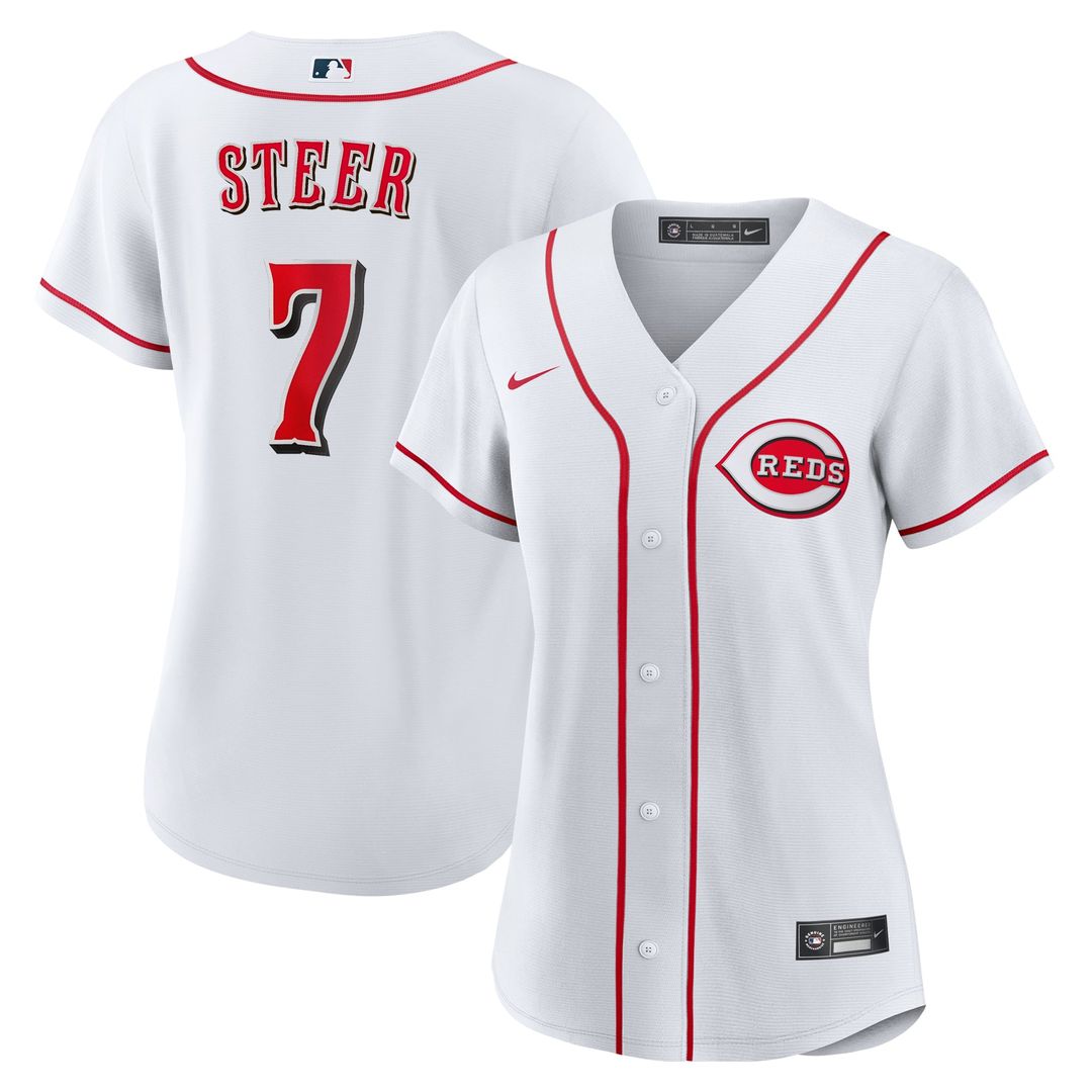 Cincinnati Reds Spencer Steer Women's Home Replica Jersey | White