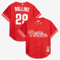 Philadelphia Phillies Jimmy Rollins Cooperstown Mesh Batting Practice Button-Up Jersey | Red
