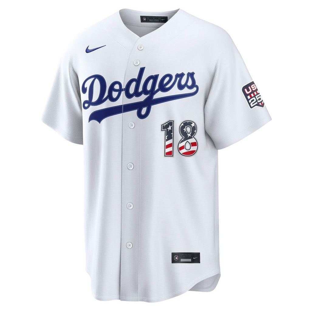 Los Angeles Dodgers Yoshinobu Yamamoto USA 250 Fourth of July Home Stadium Jersey | White