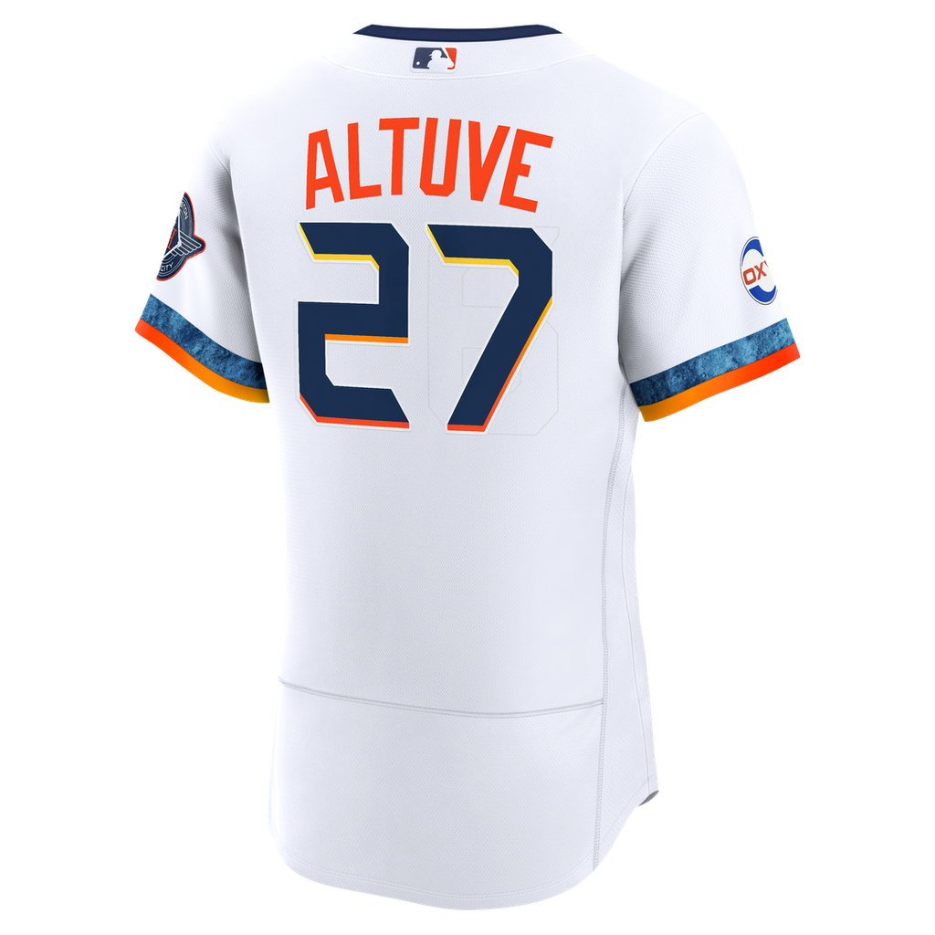 Houston Astros Jose Altuve City Connect Authentic Sponsor Patch Jersey | White
