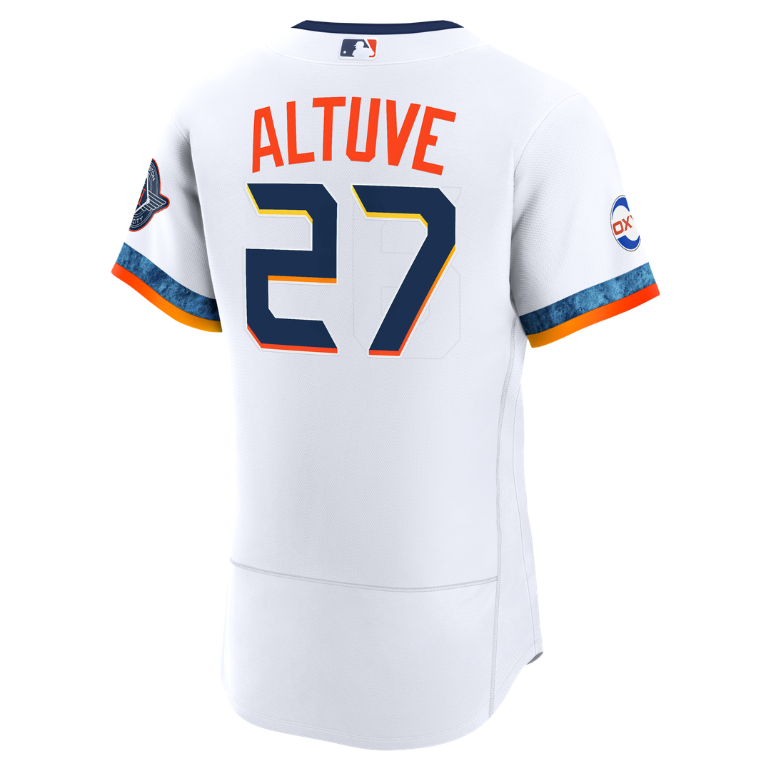 Houston Astros Jose Altuve City Connect Authentic Sponsor Patch Jersey | White