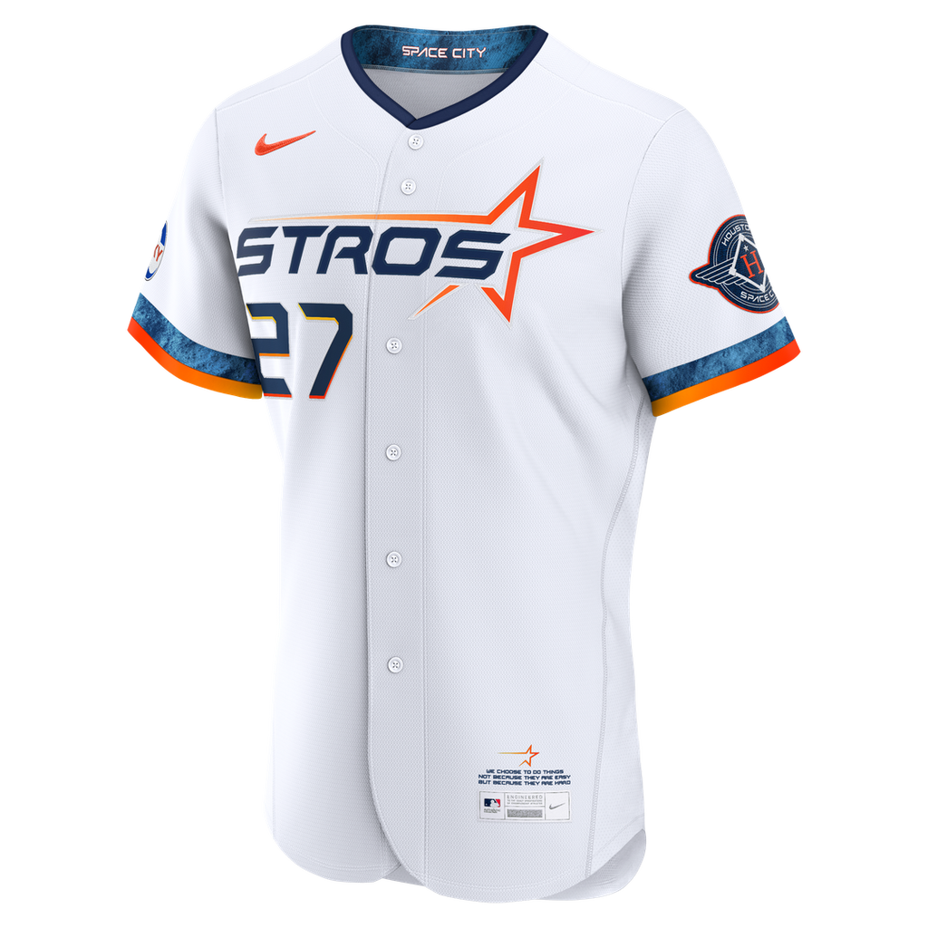 Houston Astros Jose Altuve City Connect Authentic Sponsor Patch Jersey | White