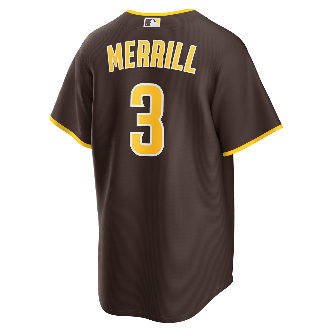San Diego Padres Jackson Merrill Road Replica Jersey | Brown