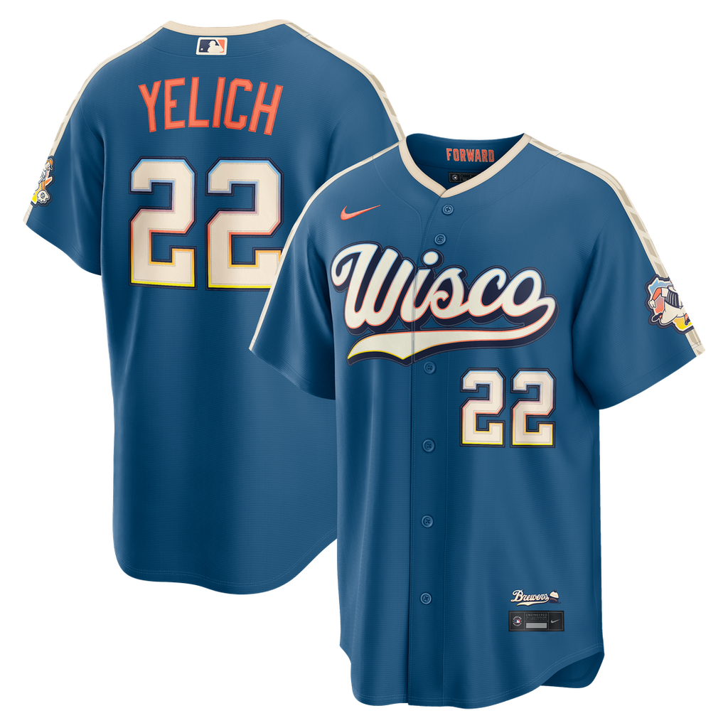 Milwaukee Brewers Christian Yelich 2026 City Connect Stadium Jersey | Mineral Blue