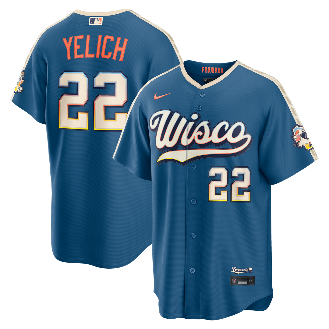 Milwaukee Brewers Christian Yelich 2026 City Connect Stadium Jersey | Mineral Blue