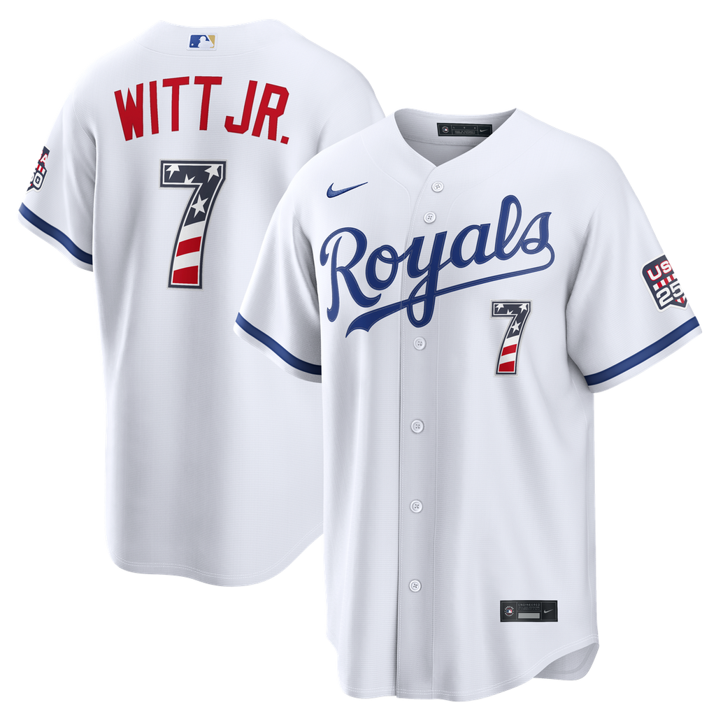 Kansas City Royals Bobby Witt Jr. USA 250 Fourth of July Home Stadium Jersey | White