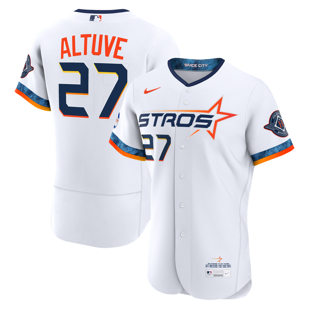 Houston Astros Jose Altuve City Connect Authentic Sponsor Patch Jersey | White