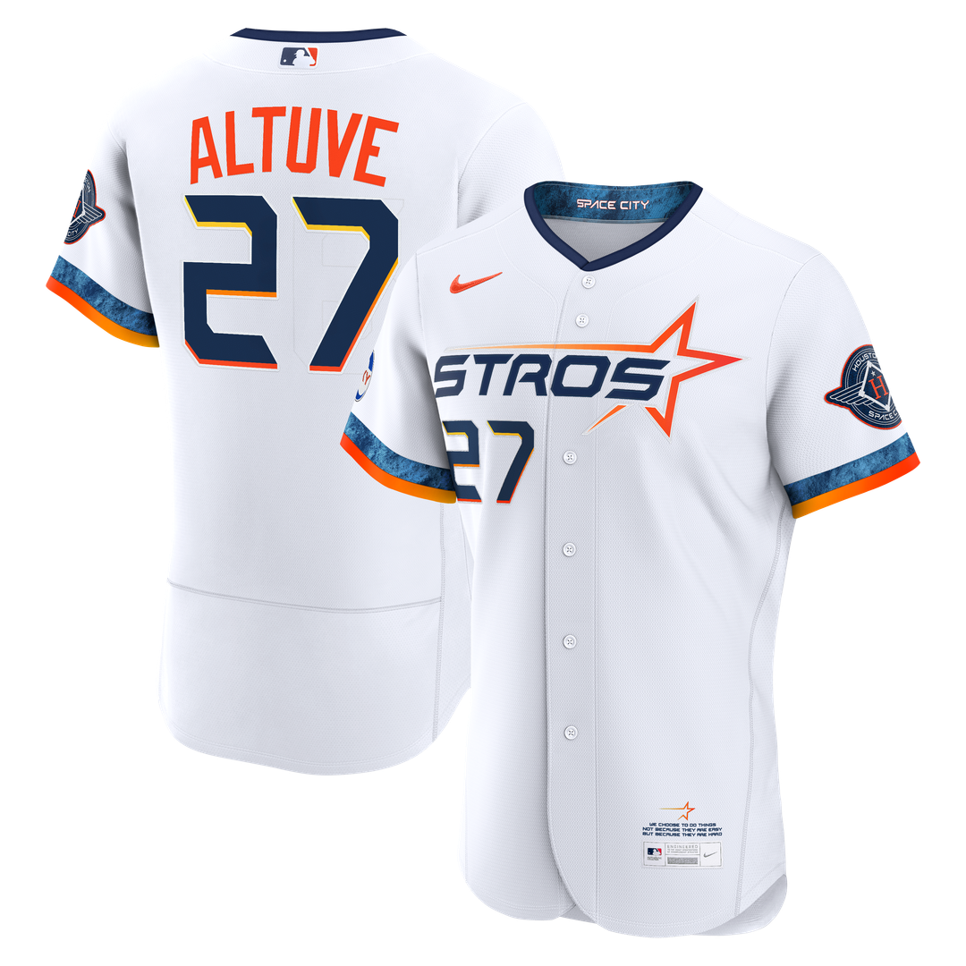 Houston Astros Jose Altuve City Connect Authentic Sponsor Patch Jersey | White