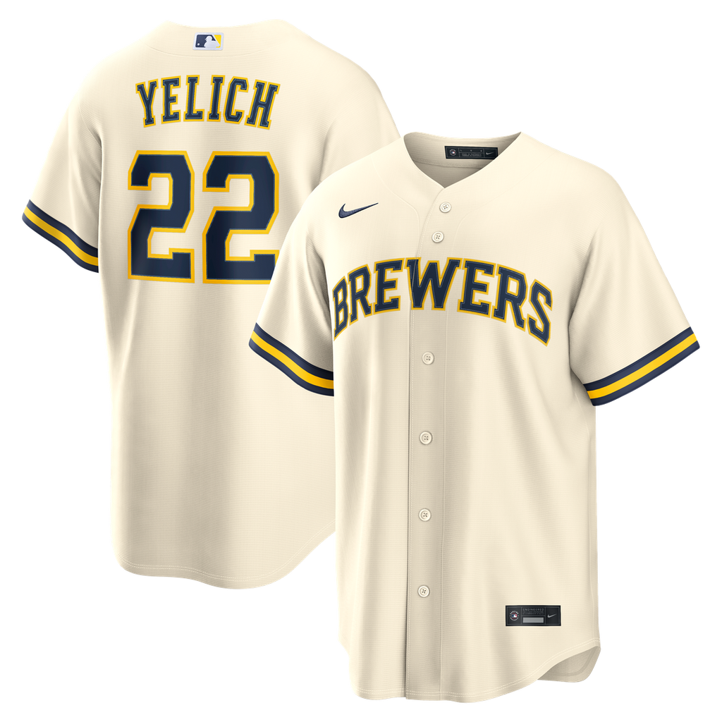 Milwaukee Brewers Christian Yelich Home Replica Jersey | Cream