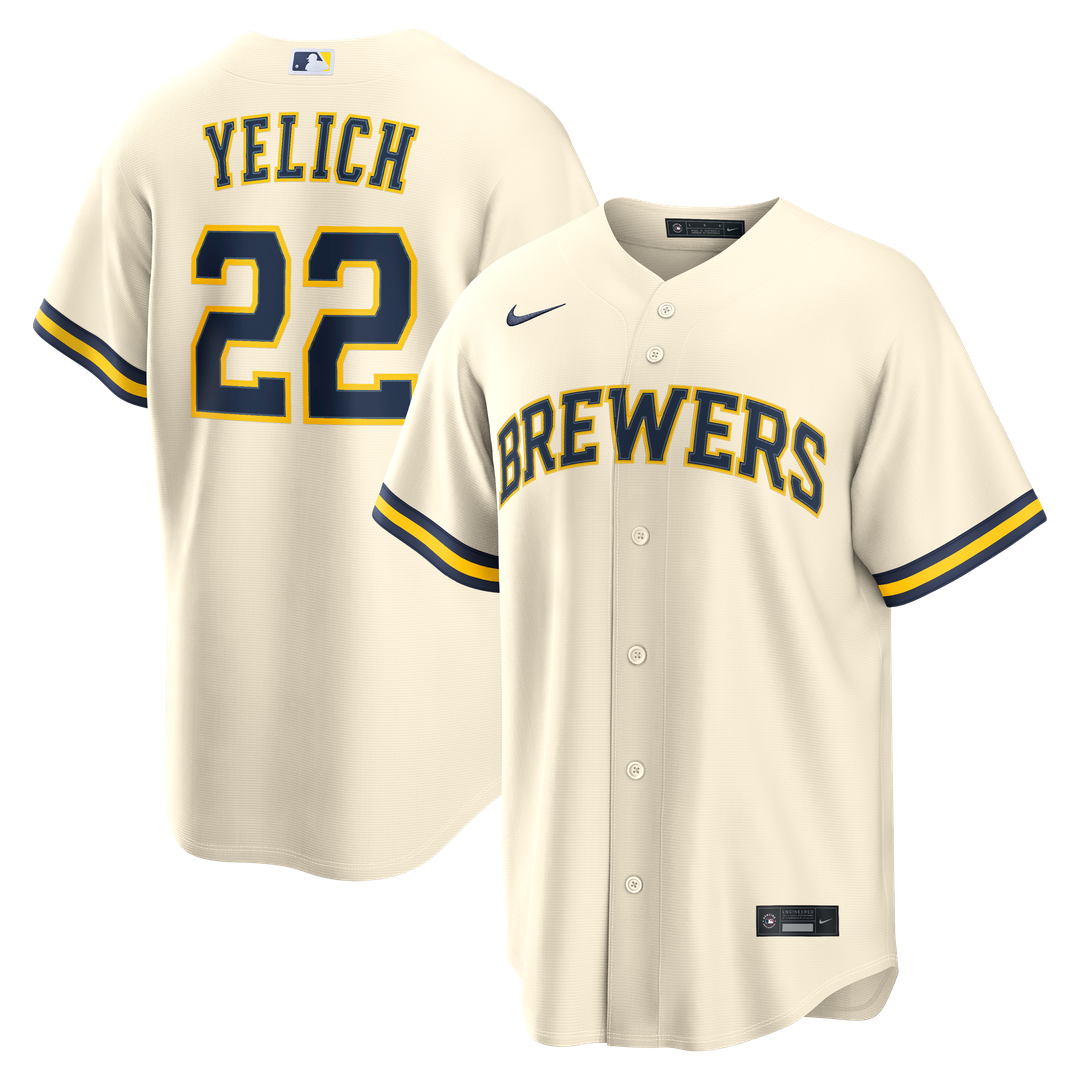 Milwaukee Brewers Christian Yelich Home Replica Jersey | Cream