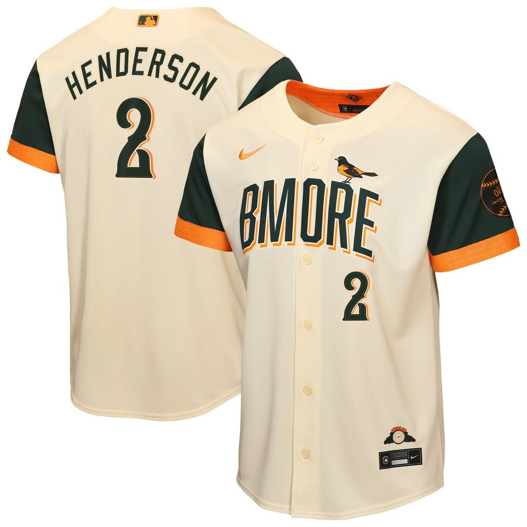 Baltimore Orioles Gunnar Henderson Youth 2026 City Connect Stadium Jersey | Cream