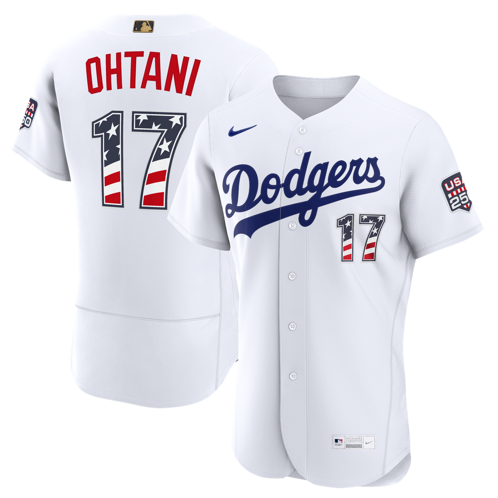 Los Angeles Dodgers Shohei Ohtani USA 250 Fourth of July Home Authentic Jersey | White