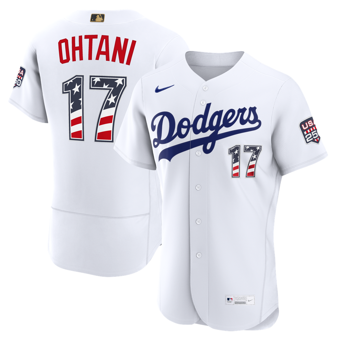 Los Angeles Dodgers Shohei Ohtani USA 250 Fourth of July Home Authentic Jersey | White