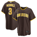 San Diego Padres Jackson Merrill Road Replica Jersey | Brown