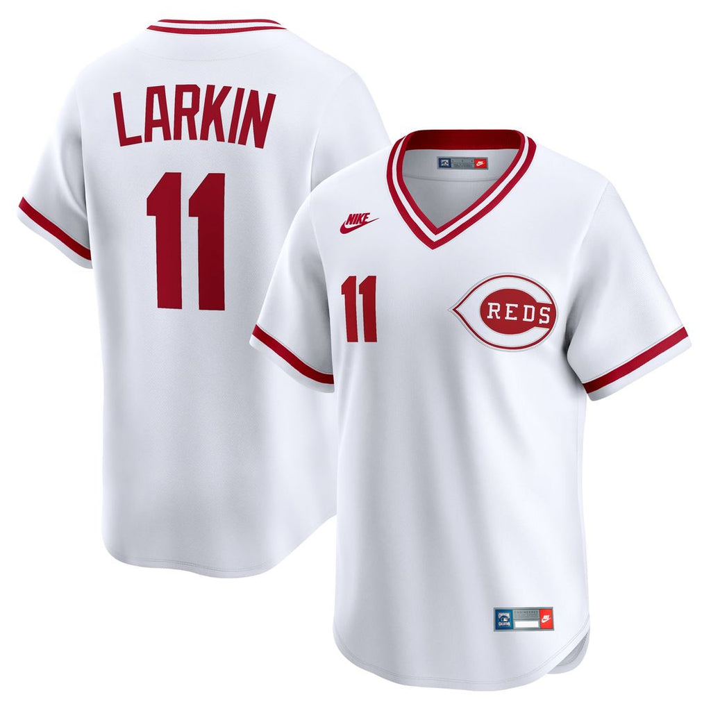 Cincinnati Reds Barry Larkin Throwback Cooperstown Limited Jersey | White