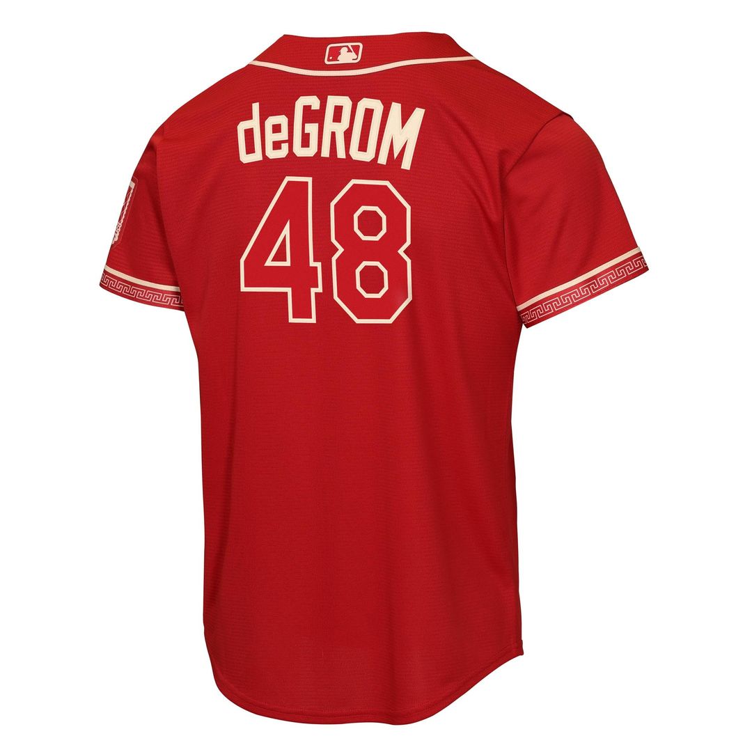 Texas Rangers Jacob deGrom Youth 2026 City Connect Stadium Jersey | Red