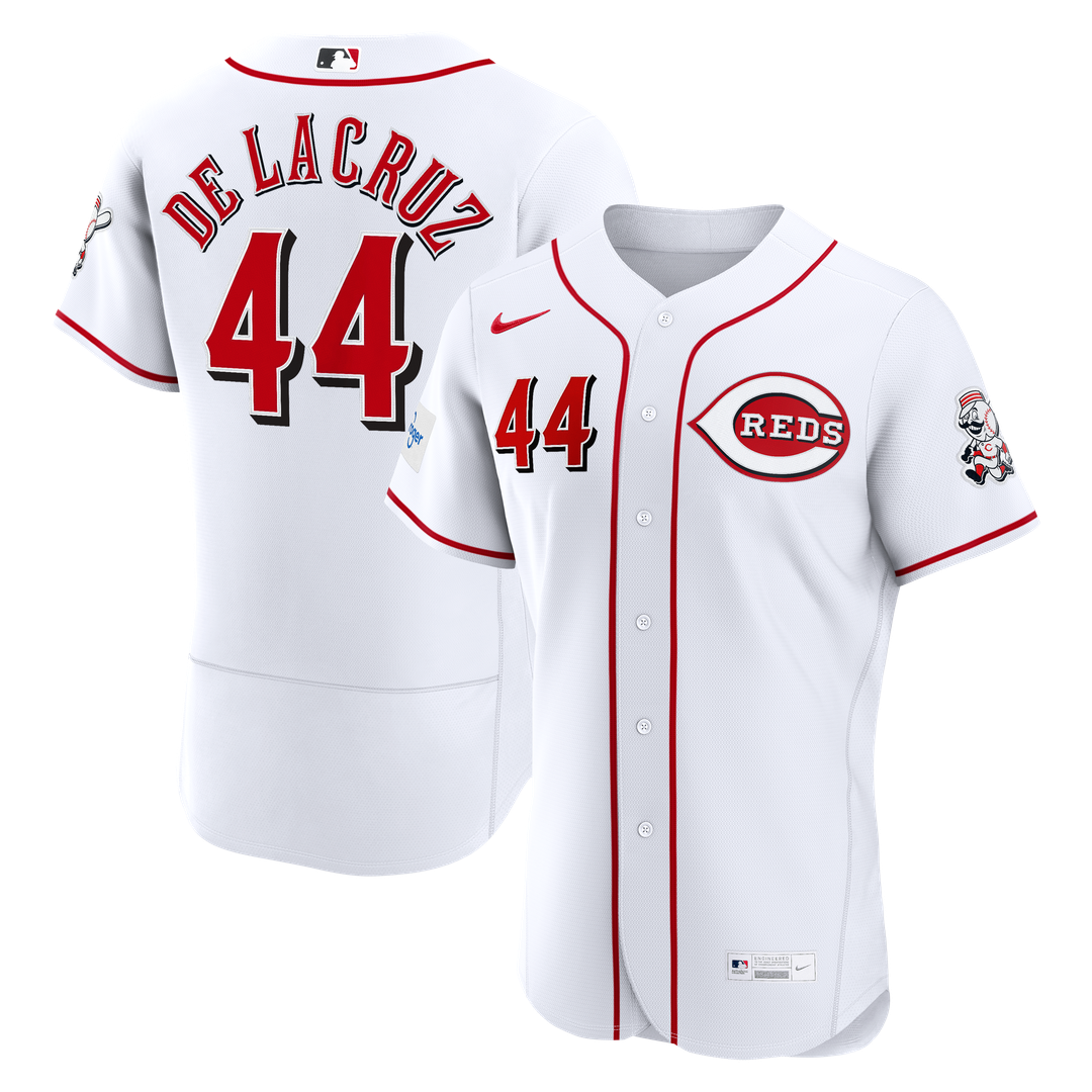 Cincinnati Reds Elly De La Cruz Home Authentic Sponsor Patch Jersey | White