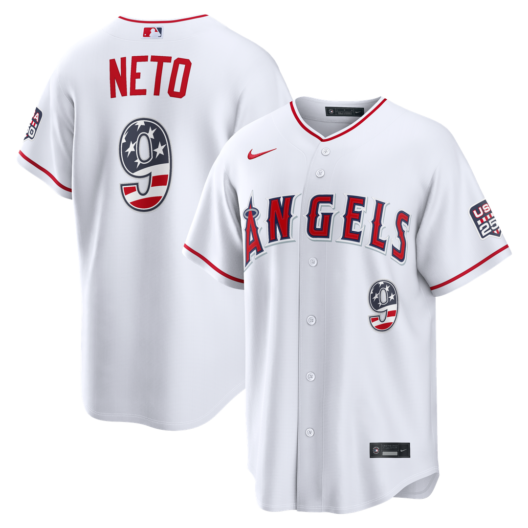 Los Angeles Angels Zach Neto USA 250 Fourth of July Stadium Jersey | White