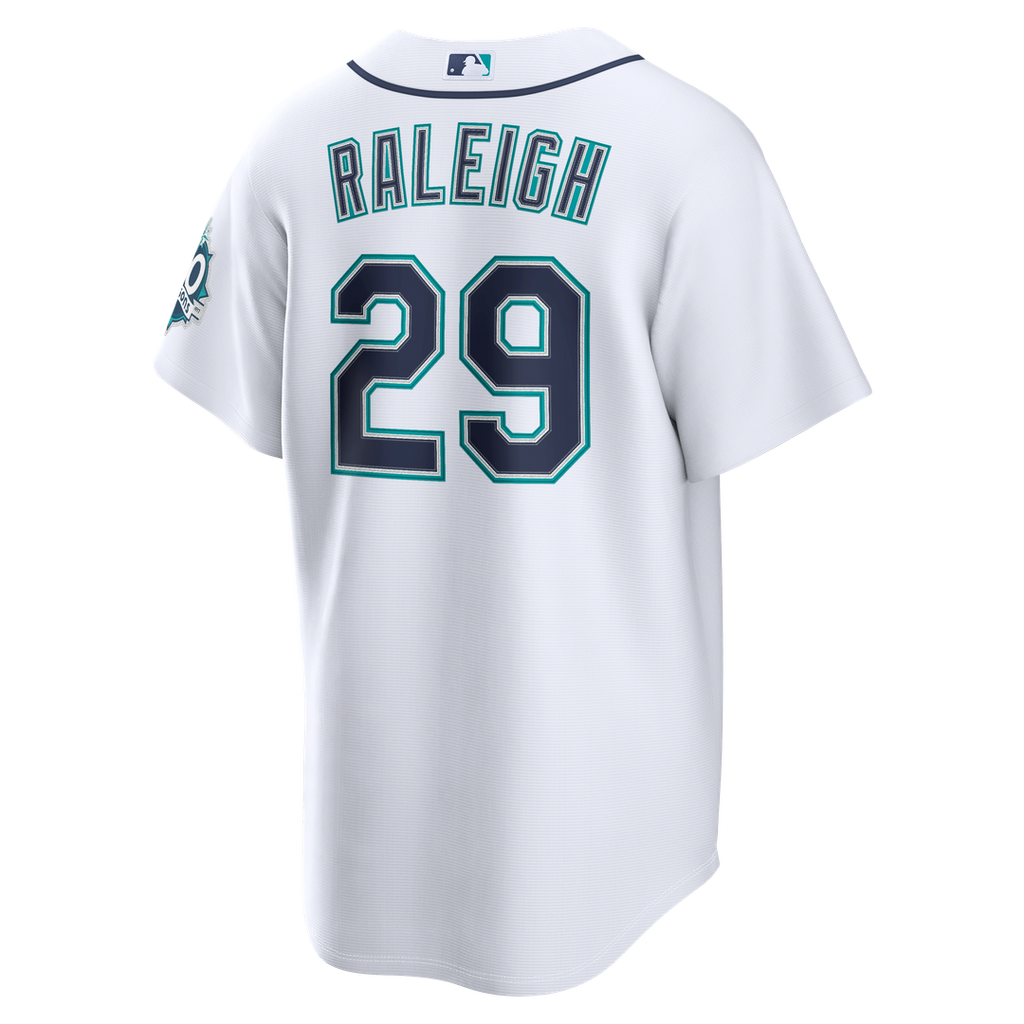 Seattle Mariners Cal Raleigh Road Stadium 50th Season Patch Jersey | Navy