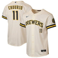 Milwaukee Brewers Jackson Chourio Youth Home Stadium Jersey | Cream