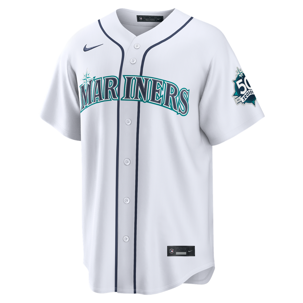 Seattle Mariners Julio Rodríguez Home Stadium 50th Season Patch Jersey | White