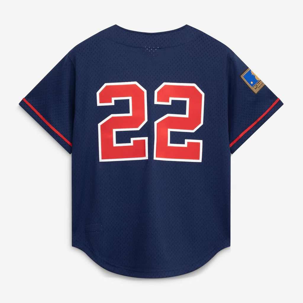 Bo Jackson California Angels Cooperstown Mesh Batting Practice Button-Up Jersey | Navy
