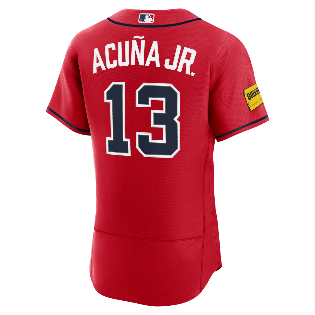 Atlanta Braves Ronald Acuña Jr. Alternate Authentic Sponsor Patch Jersey | Red