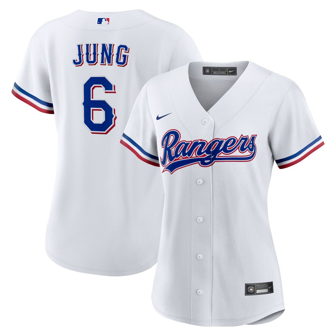 Texas Rangers Josh Jung Women's Home Replica Jersey | White