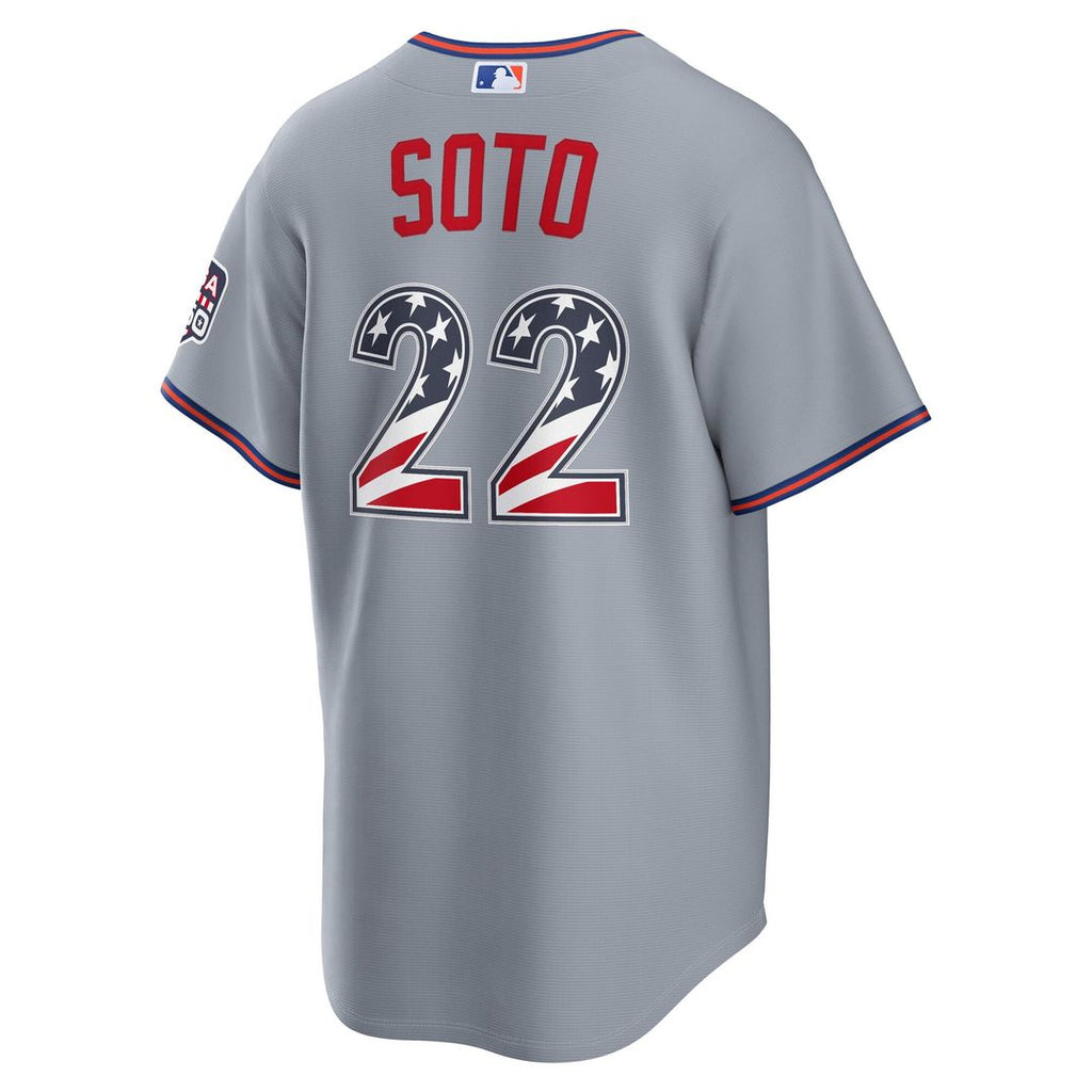 New York Mets Juan Soto USA 250 Fourth of July Road Stadium Jersey | Gray